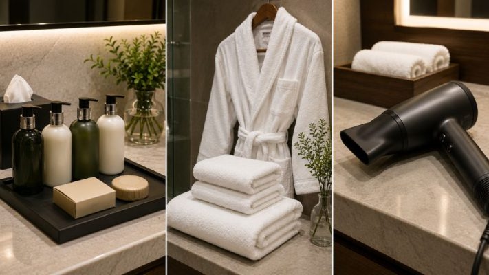 high-quality hotel room bathroom essentials
